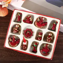 Cute Mini Christmas Puppet Creative Cartoon Wooden Santa Claus Pendant Handmade Reusable Christmas Tree Hanging Pendants