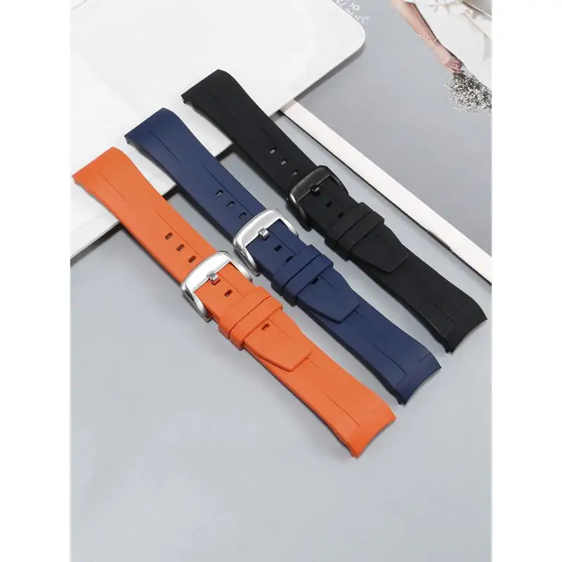 

PEIYI Selected Quality Rubber Watchband Starfish Series Pin Buckle Arc Mouth Men's Black Blue Orange Silicone Watch Strap22mm