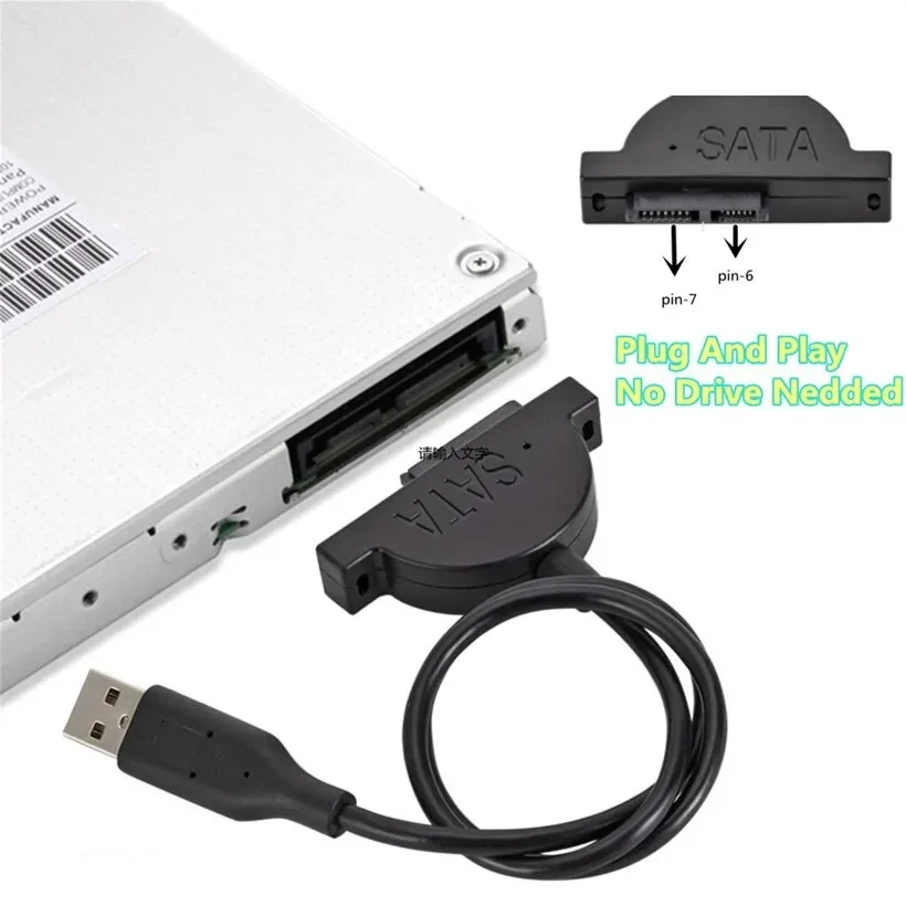 MnnWuu NEW USB 2.0 to Mini Sata II 7+6 13Pin Adapter for Laptop CD/DVD ROM Slimline Drive Converter Cable Screws steady style