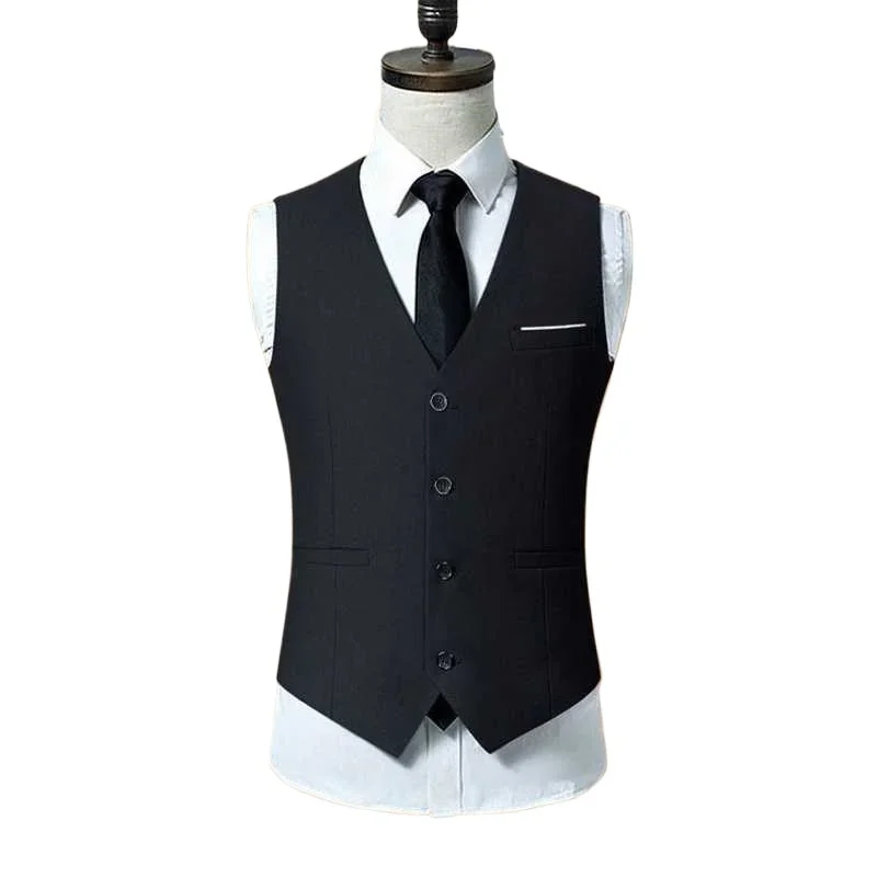 Men\'s Casual Business Vests Slim Fit Formal Business Vest Large Size Waistcoat for Suit or Tuxedo Wedding Formal Prom