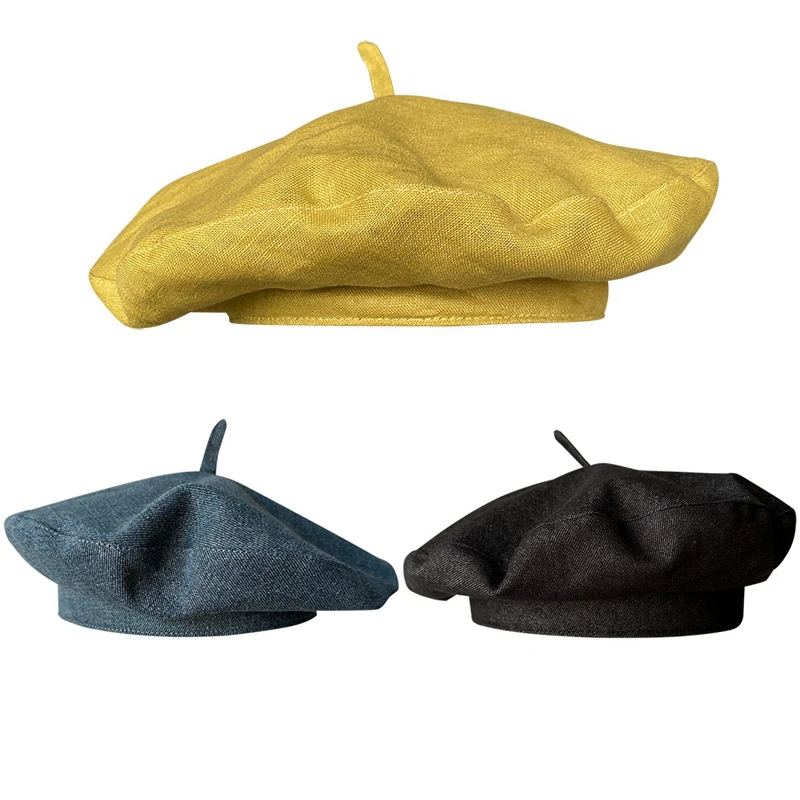 

Linen Beret Spring And Summer Breathable Lightweight Fashion Versatile Casual Hat Female Literary Painter Hat