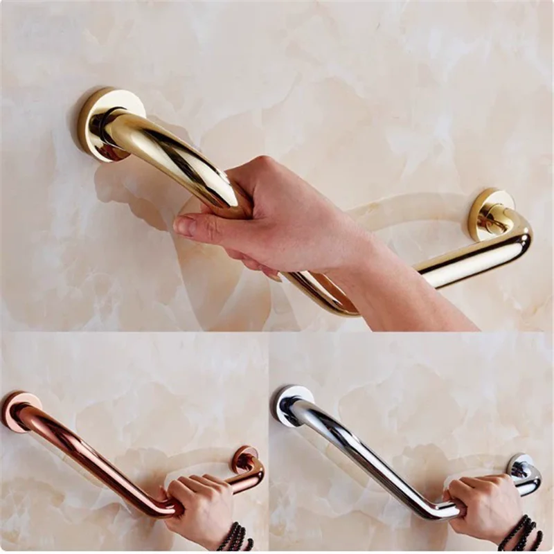 Tuqiu Gold Bathroom Tub Shower Safety Bar Rose gold brass Grab Bar Chrome Grip Hand grip Bathroom Handrail Grab Bar 2
