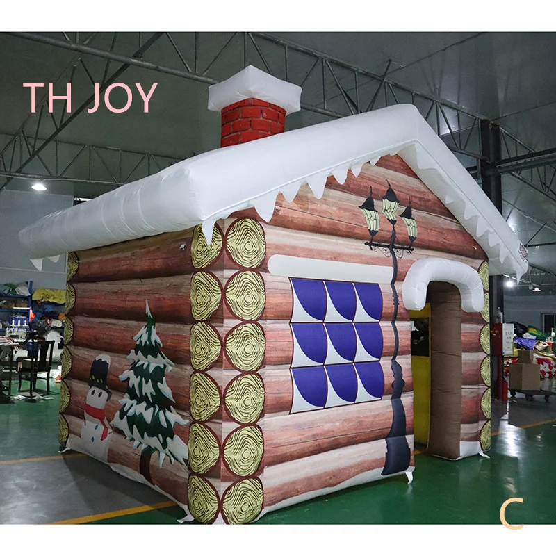 Navio aéreo rápido para porta, 4x3m mais novo ao ar livre casa inflável do papai noel de natal, cabine inflável da grotto do papai noel casa de natal