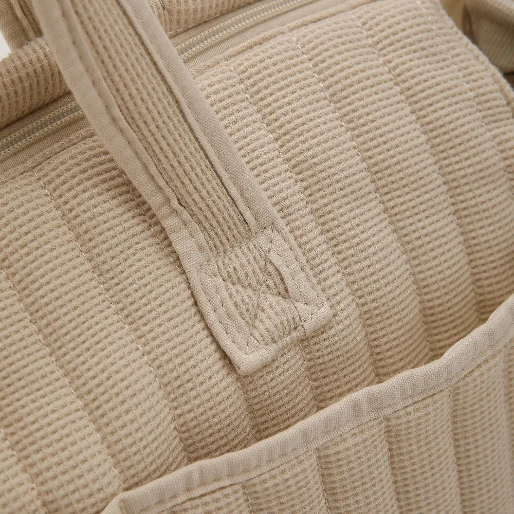 Fashion Waterproof Solid Diaper Bag Multi-functional Beige Diaper Backpack Large Baby Stylish Bag For Baby