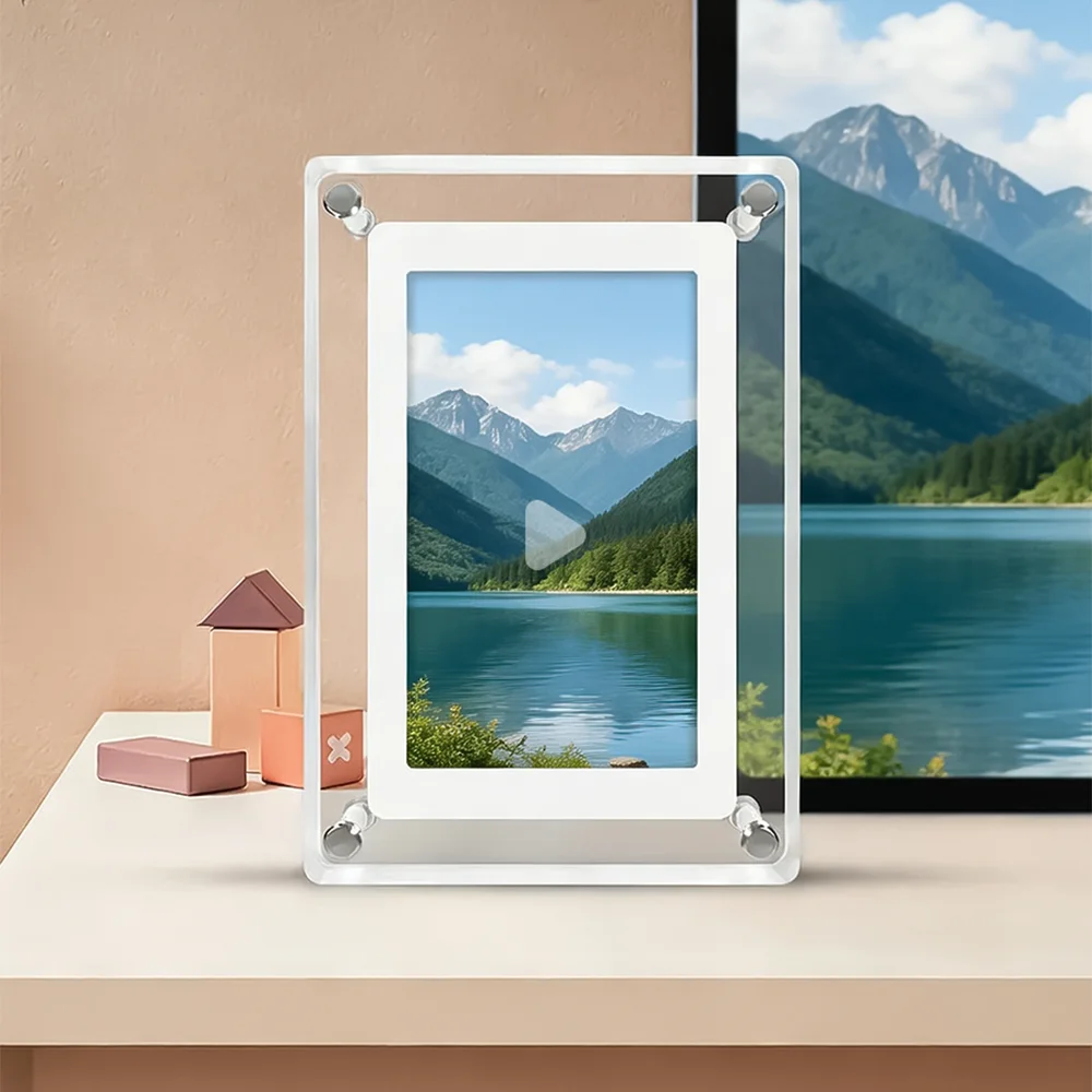 

5-дюймовый IPS-экран, акриловая цифровая фоторамка, 4 ГБ памяти, перезаряжаемая батарея, портативная цифровая фоторамка с автоматическим вращением
