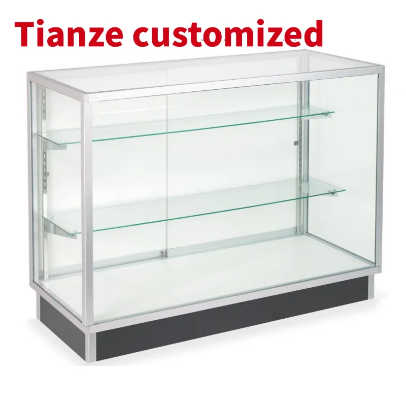 (customized)Smoke Shop Interior Design Tall Products Display Cases FullGlass Display Showcase Counter With LED L