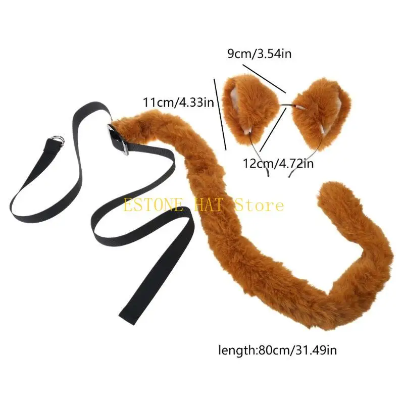 49MF Sweet Student Live Broadcast Hairband&Tail Set Ear Hair Hoop Colorful