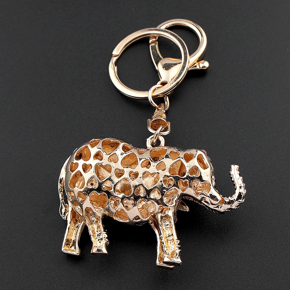 Bunter, funkelnder Kristall-Elefant-Schlüsselanhänger für Damen und Herren, Glücks-Tier-Taschen-Accessoire, Vintage-Charm-Schlüsselanhänger, Schmuck, Geschenke – Detail 6