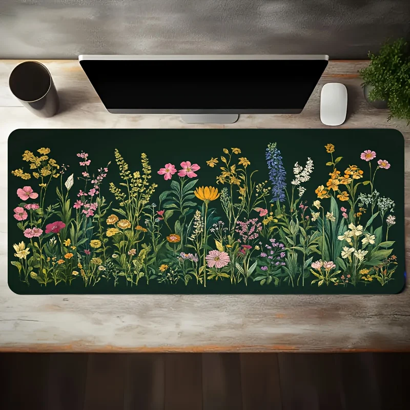 CIFBUY Large Esports Gaming Mouse Pad Hand-painted Wildflower Botanical Desk Mat Office Computer Decor Desktop Decoration