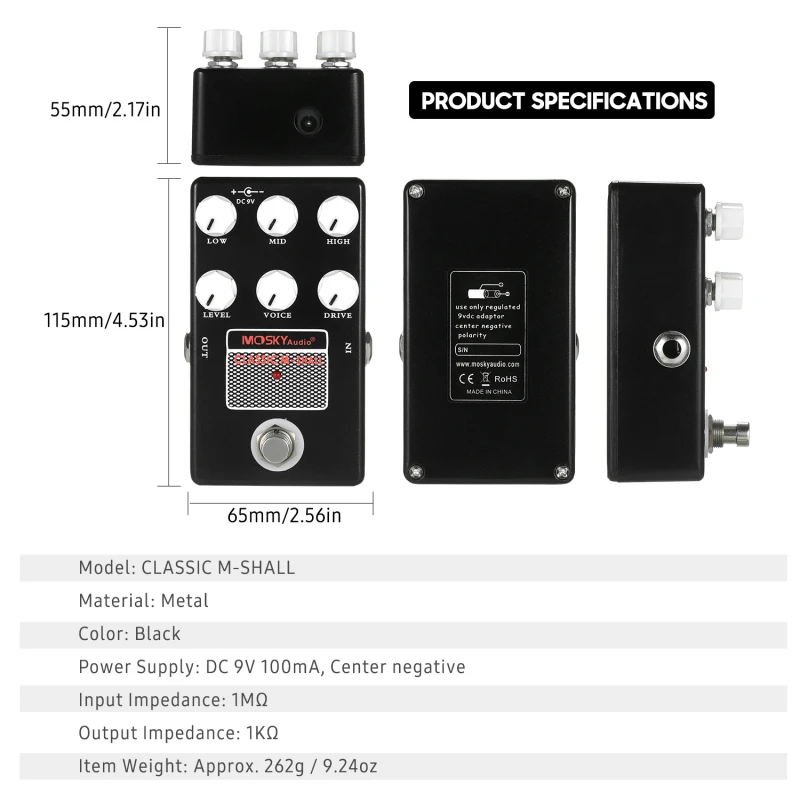 MOSKYaudio CLASSIC M-SHALL Speaker Simulator Cabinet Simulator Guitar Effect Pedal Speaker Simulation for Guitar Bass