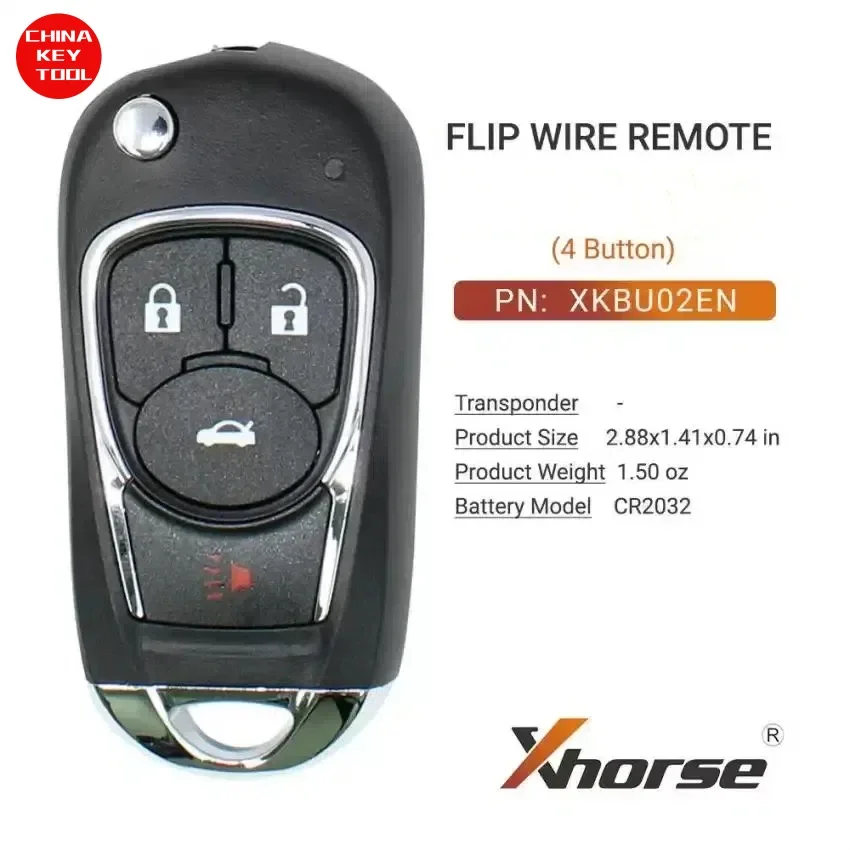 1PCS Xhorse VVDI Key Tool VVDI2 Wire Flip Remote Key 3+1 Button For Buick Type XKBU02EN