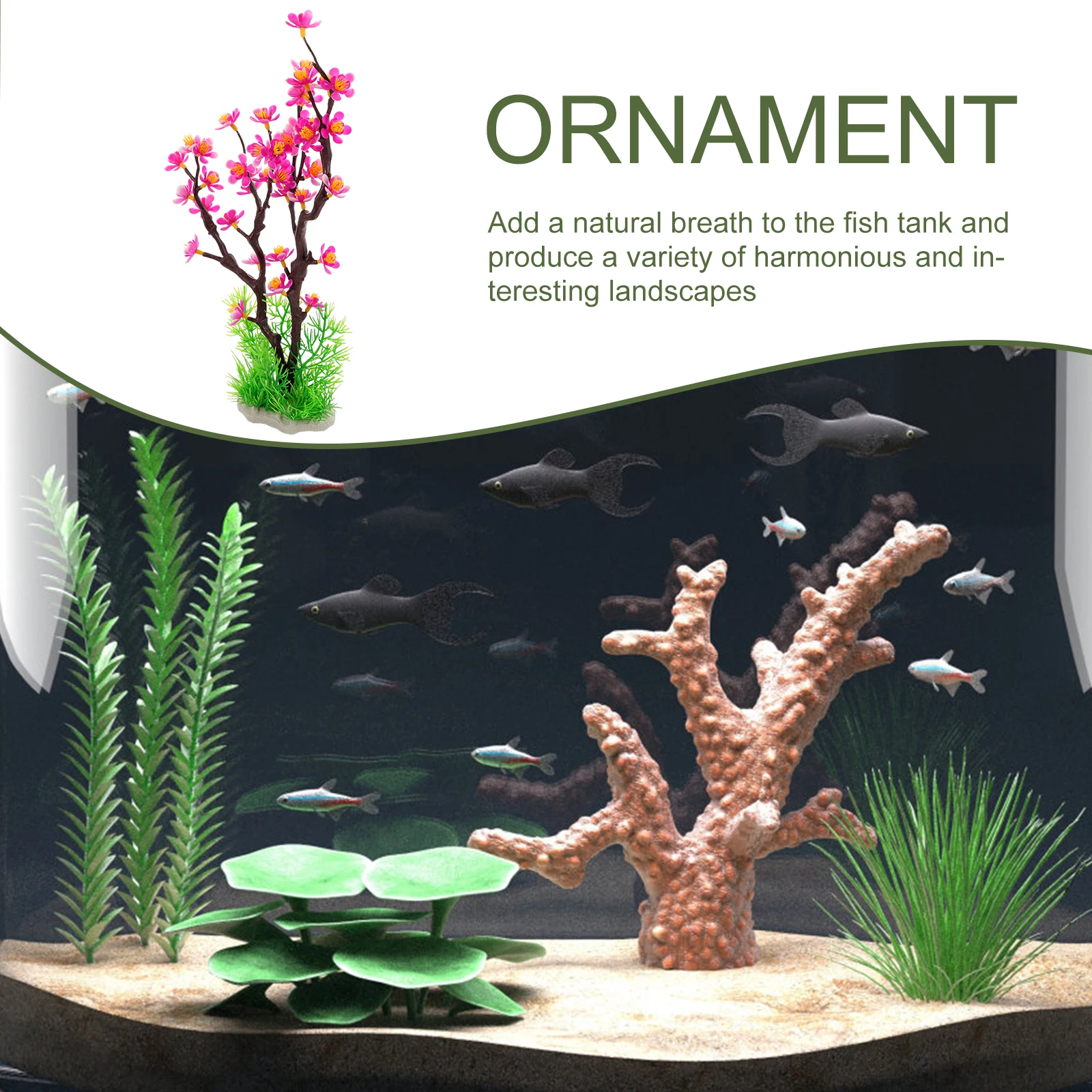 

Simulated Aquatic Plants Faux Aquarium Decor CT115 White Purple Fake L scape Plum Blossom Plastic Fish Tank Plants Accessories
