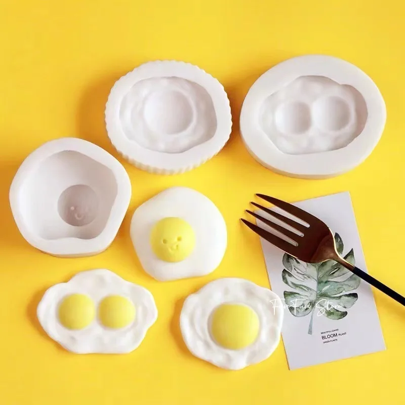 3D Simulation Instant Noodles Egg Candle Silicone Mold DIY Food Poached Egg Fried Egg Aromatherapy Plaster Mold Diffuser Stone