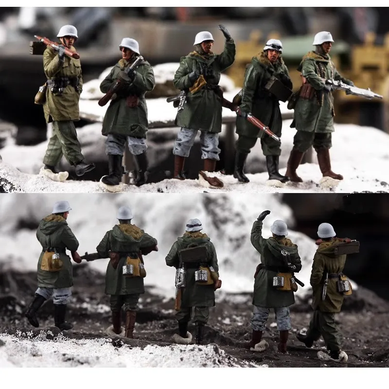 

1/72 Scale German Winter Soldiers 5pcs Action Figures Model Toy DIY Scene Accessory Doll Ornament Collection Display Gifts Fans