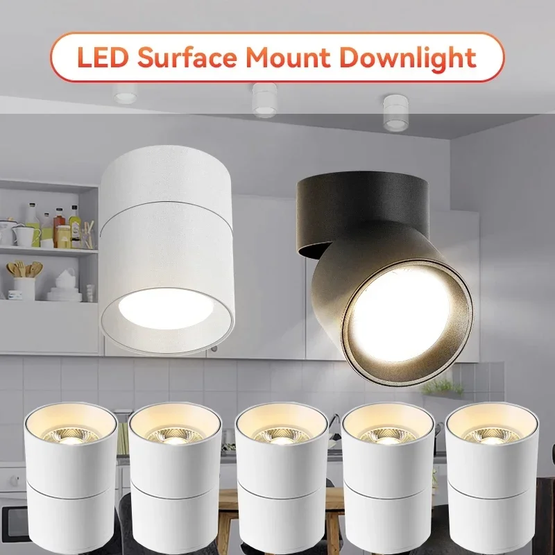 Led Spotlight Downlights 220V 7W/10W COB Ceiling Lamp Foldable Track Light For Home Kitchen