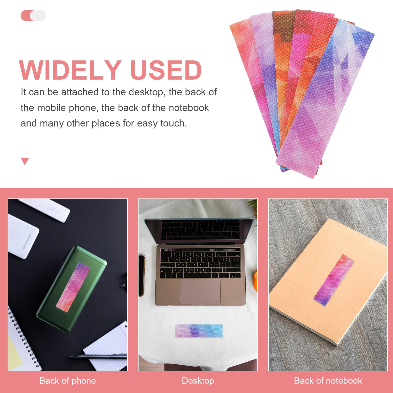 

12 шт., наклейки для снижения давления, грубая текстура, сенсорные полоски, декор для задней части телефона, спокойные наклейки