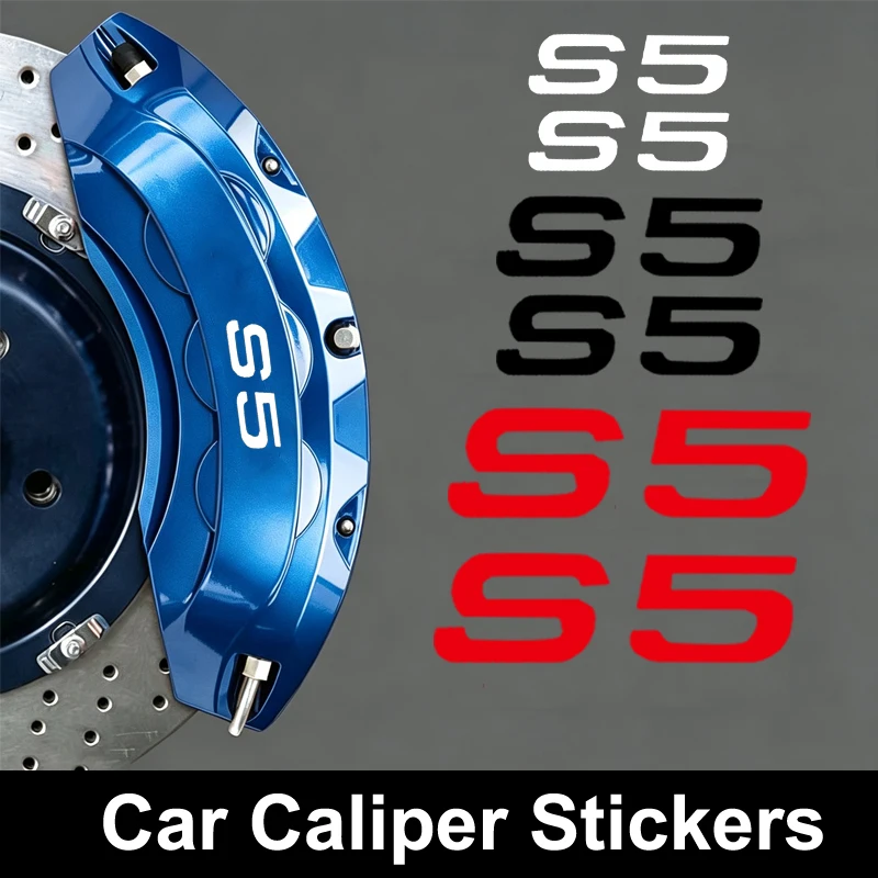 Car Caliper Sticker Tire Brake Cover Decals for Audi S5 Logo Heat Resistance Waterproof Film Body Decals Wheel Disc Accessories