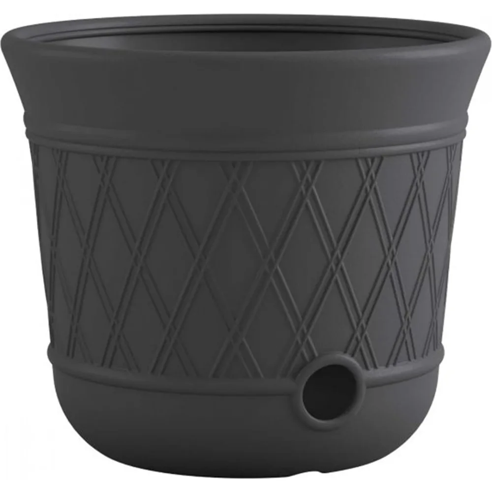 Round Plastic Decorative Weatherproof Outdoor Hideaway Standard Garden Hose Storage Pot with Drainage Holes, Outdoor Planter