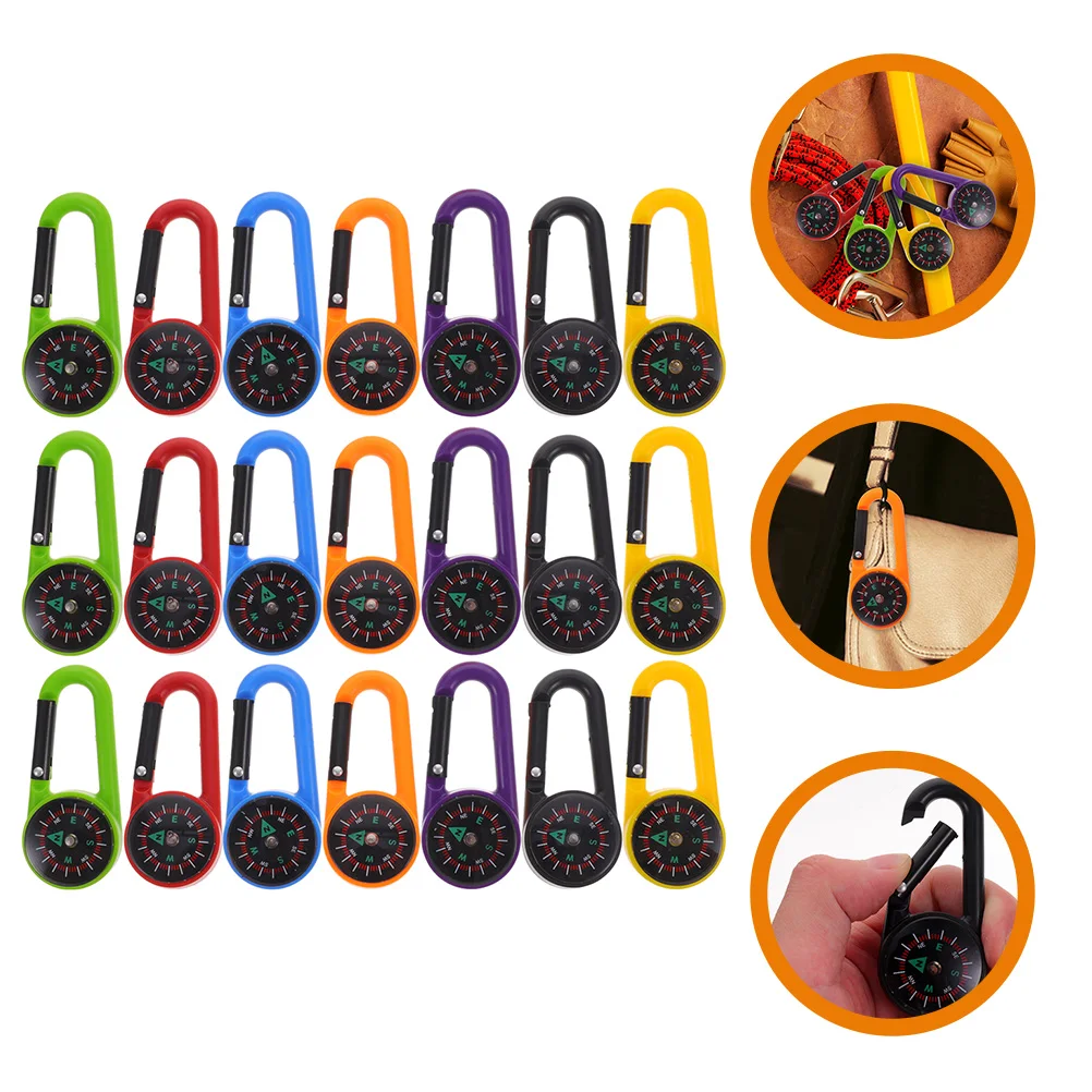 

21pcs Compass Carabiner Keychain Small Pocket Clip for Camping Hiking Hunting Fishing Outdoor Sports Lightweight Decorative