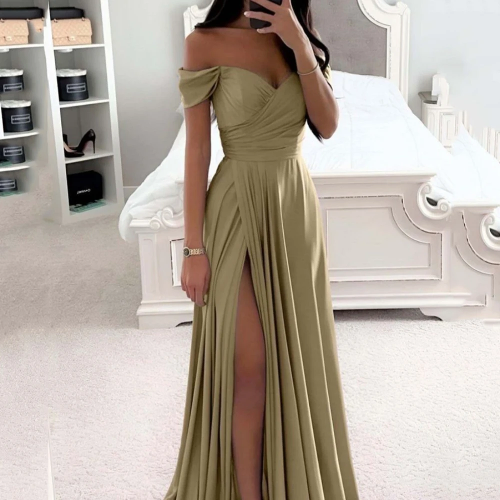 Simple Prom Dress For Women Off The Shoulder A Line Evening Gowns Sweetheart Neck Floor Length Party Dresses فساتين السهرة