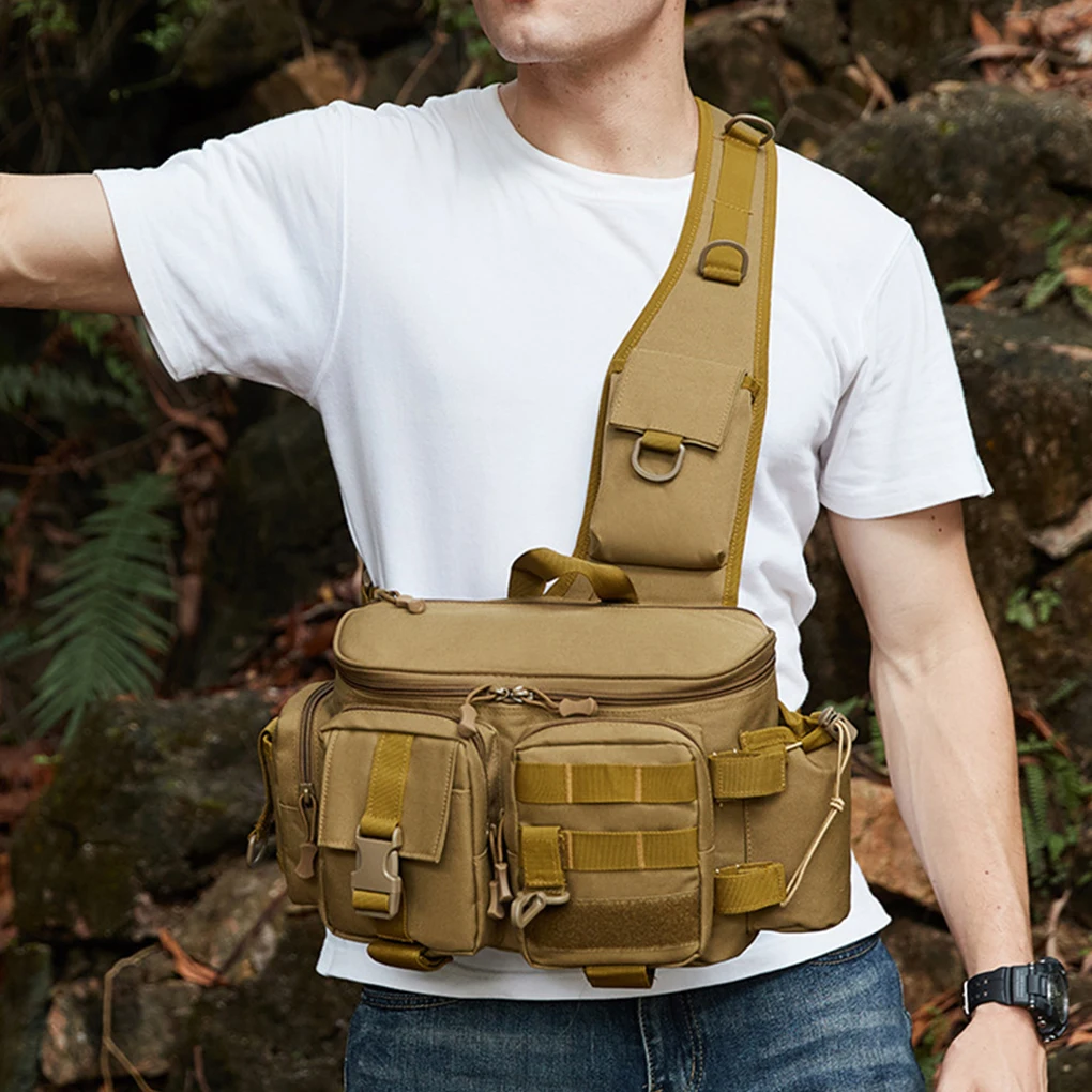 Outdoor Sports Tactical Waist Bag Multi Function Waterproof Fishing Gear Bag Hiking Camping Travel Backpack Shoulder Cross Bags
