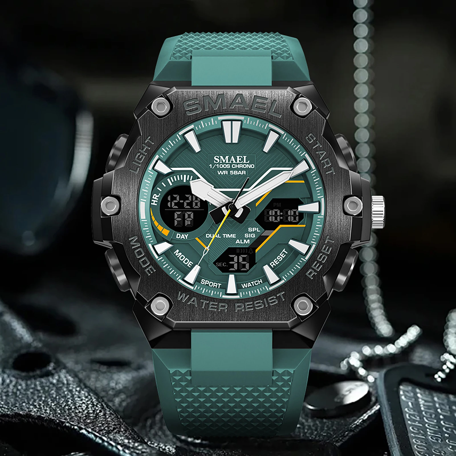 2025 SMAEL Sport Watches for Men Dual Time Display Men's Watches Digital LED 8101 50m Waterproof Swiimming Sports Watches Man