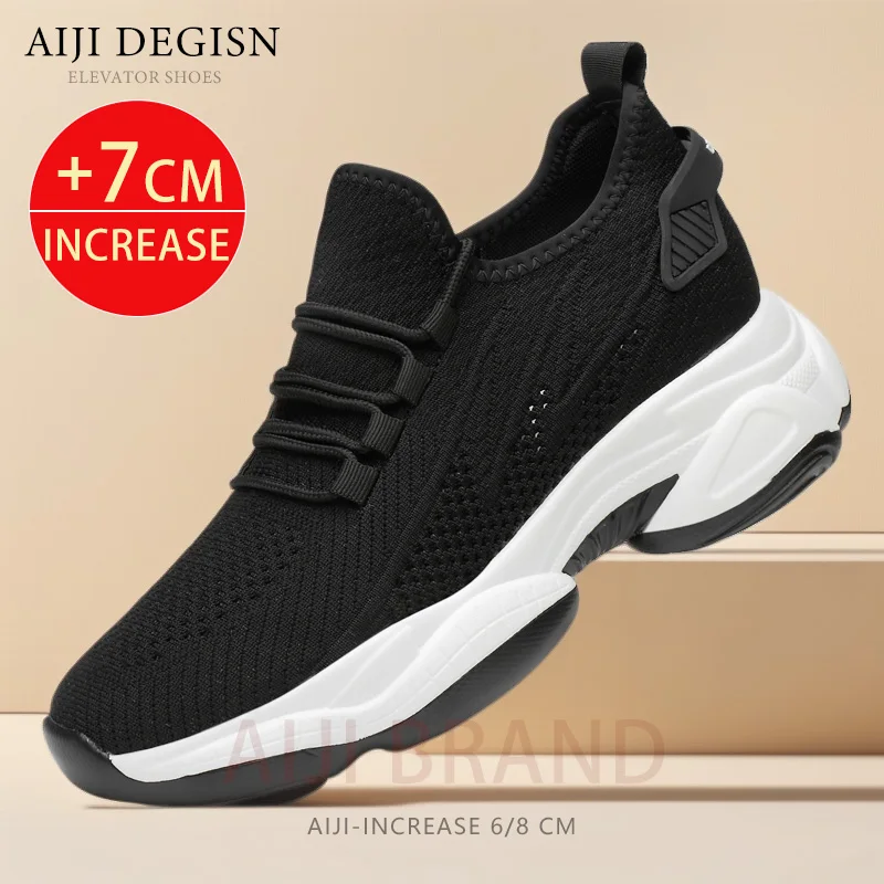

Summer breathable sneakers men elevator shoes height increase shoes for men casual insole 7cm sport shoes man shoes taller shoes