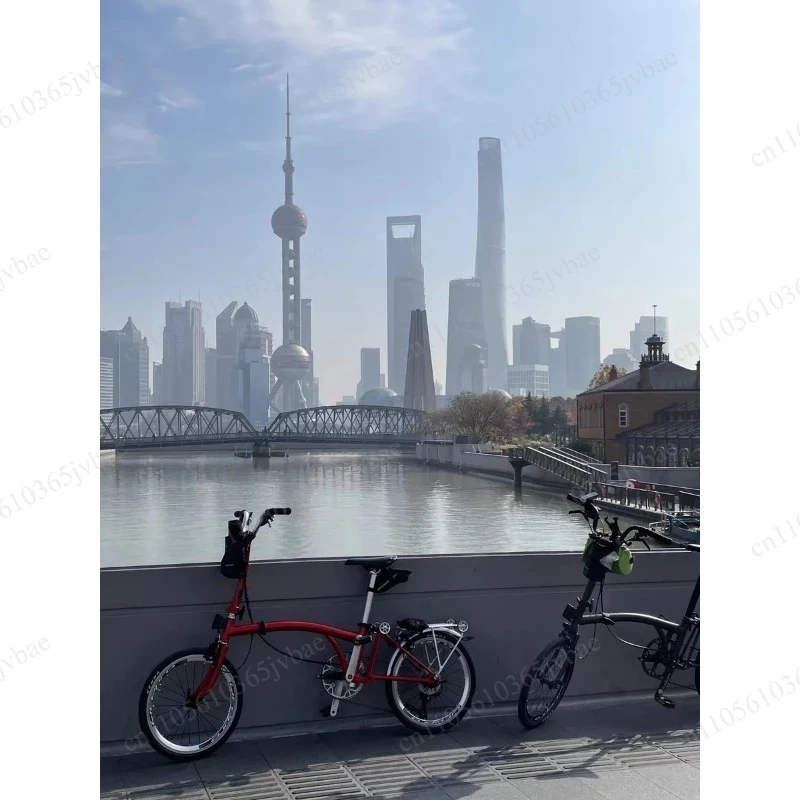 20-Inch 9-speed Folding Bicycle, Tri-fold Frame Double V-brake Portable Car