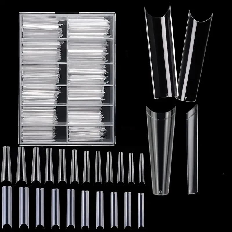 240 nail tips, clear fake nails toenail artificial nails, coffin tip nail tool, nail tip half cover acrylic fake nail box