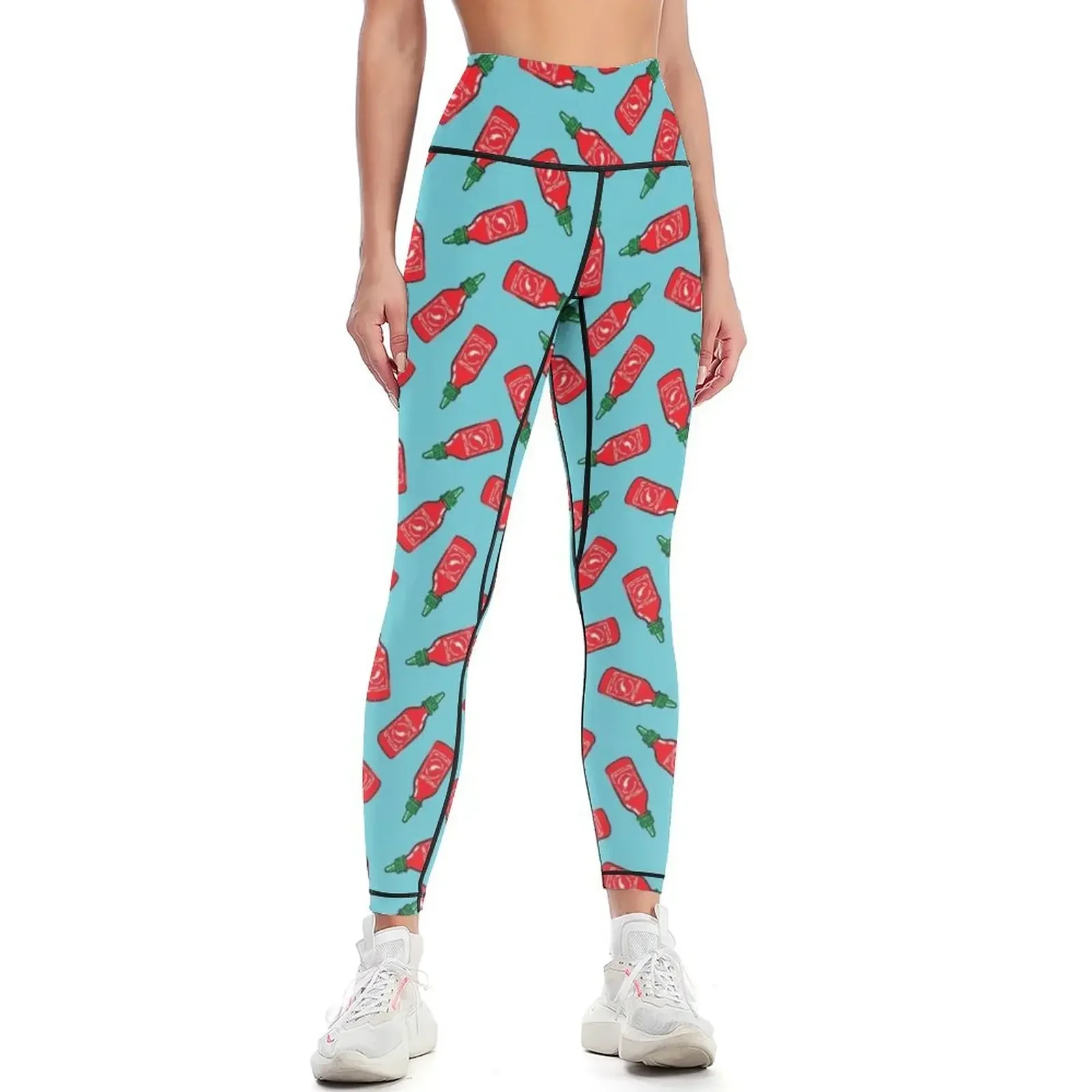 

Sriracha sauce - blue - hot chili sauce Leggings Legging sport push up legging Women's pants Womens Leggings
