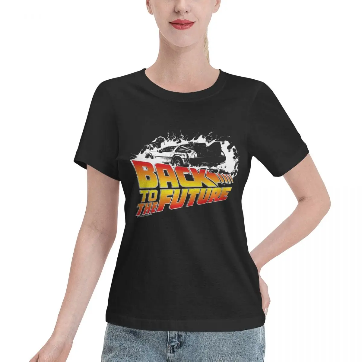 

Back To The Future - DeLorean White Stencil Fan Art T-Shirt Women Short Sleeve T Shirts O-Neck Streetwear Cotton Summer