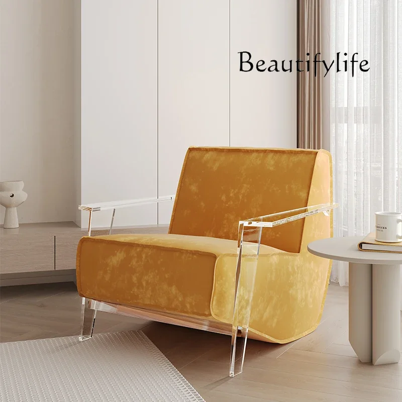 

c Acrylic fabric down single sofa designer simple bedroom living room matte leather chair