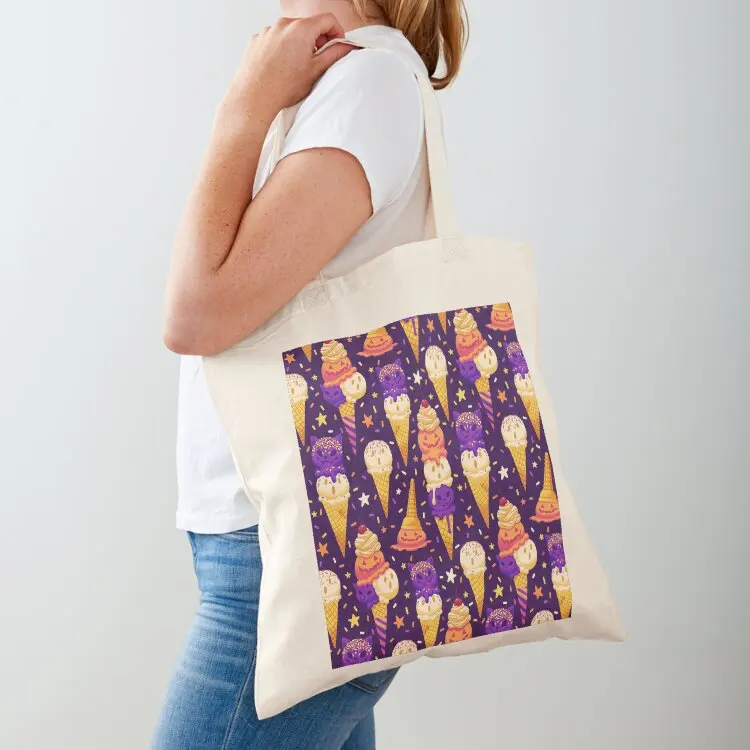 

Spooky Ice Cream Friends on Purple Tote Bag tote bags cloth bags foldable reusable bag tote bag woman cloth woman