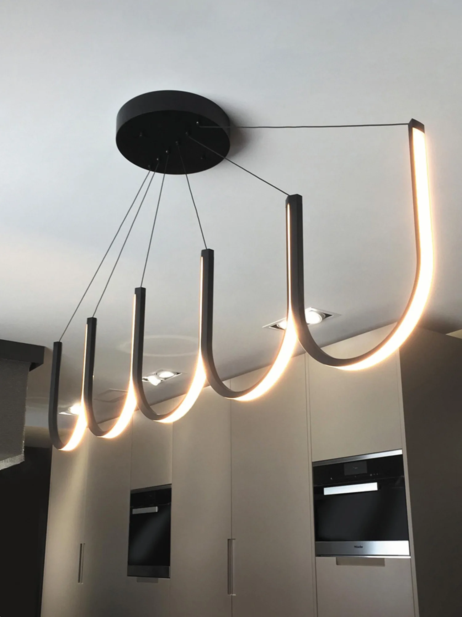 Modern Designer U Shape Dining Room Chandelier for Living Room Kitchen Island Suspension LED Droplight Indoor Lighting Fixtures
