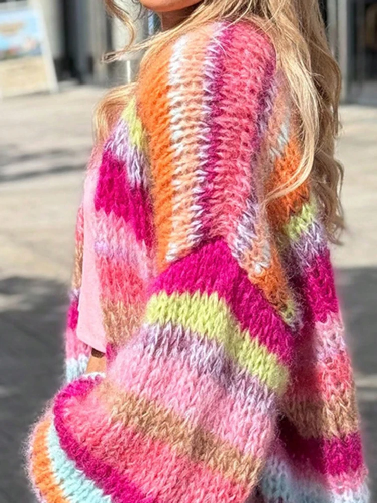 Maglioni eleganti da pendolare da donna Cardigan lavorato a maglia a maniche lunghe con blocchi di colore alla moda Cappotto maglione da pendolare casual da donna autunno inverno