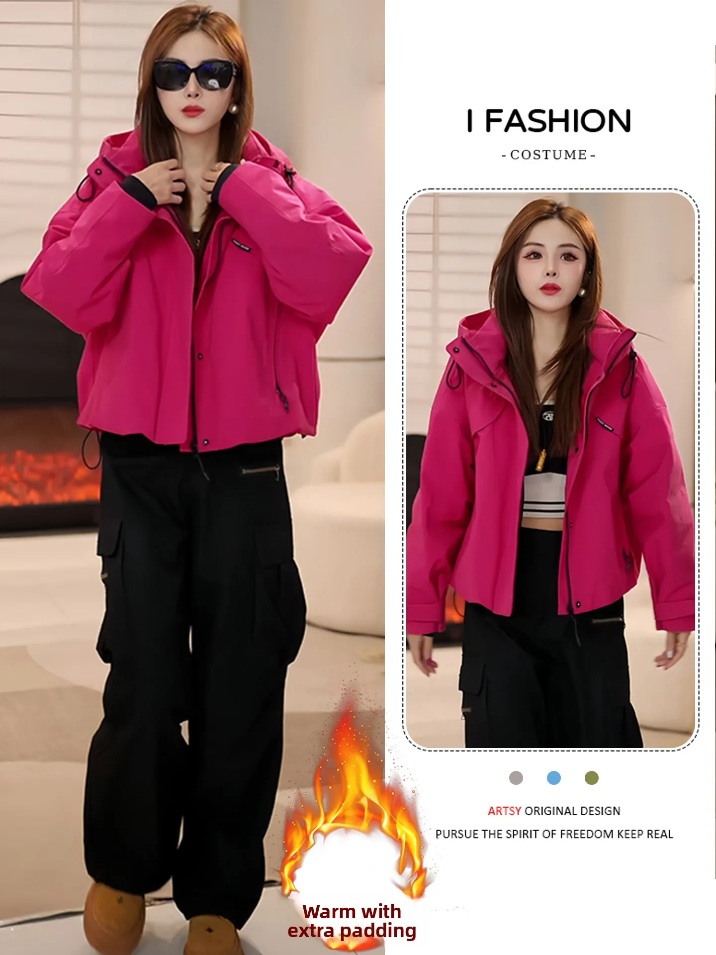 여성용 겨울 패션 기모 안감 루즈핏 캐주얼 작업복 재킷 또는 아우터웨어 코트 따뜻한 지퍼 클로저 롱 슬리브