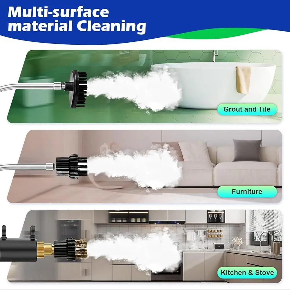 Handheld Steam Cleaner 2500W High Pressure Multi Surface Portable Steamer with Steam Hose and Brush Heads Deep Cleaning