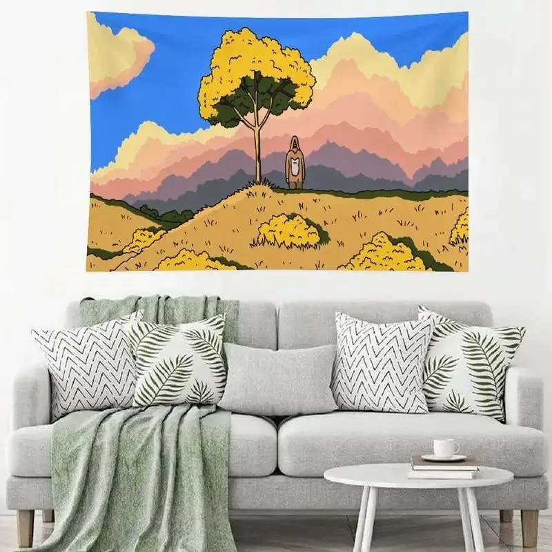 VIKAMA Lonely Tree Meadow Tapestry Wall Hanging Art Print for Bedroom Living Room Dorm Room Aesthetic Boho Home Decor
