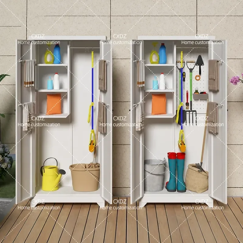 Garden Balcony Tools Sundries Storage Cabinet Hole Board Housekeeping Cleaning Cabinet Rainproof Sunscreen Open Air Cleaning
