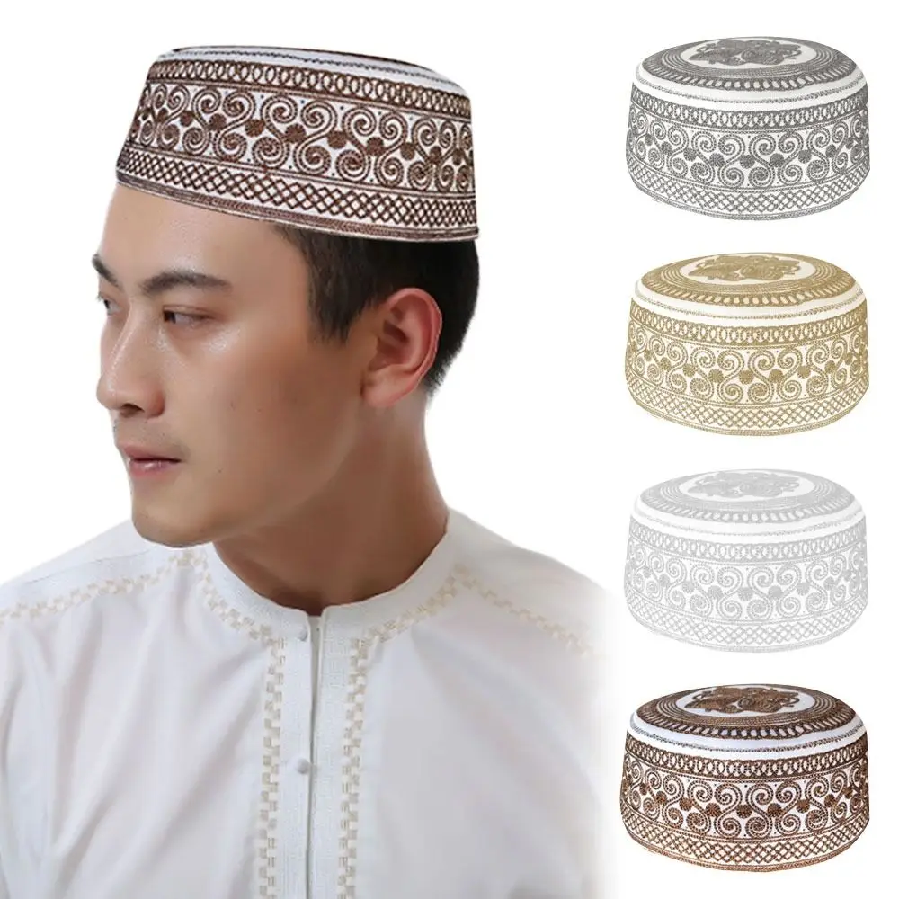 

Fashion Embroidery Muslim Hat Breathable Comfortable India Caps Islam Saudi Arabian Prayer Hat for Men