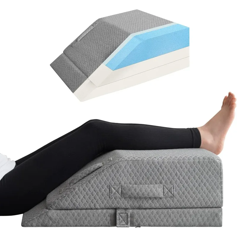 

Adjustable Leg Elevation Pillows for Swelling, Cooling Gel Memory Foam Wedge Pillows for After Surgery