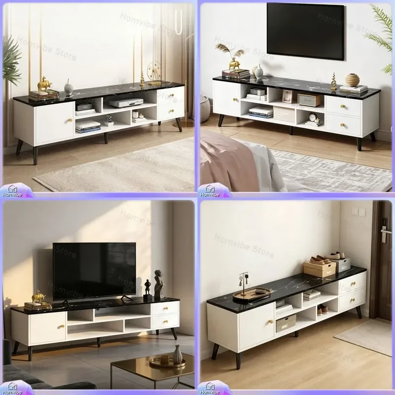 Modern Simple TV Stand Floor Cabinet for Living Room Small Apartment Home Storage Unit Media Console Table Furniture Rental