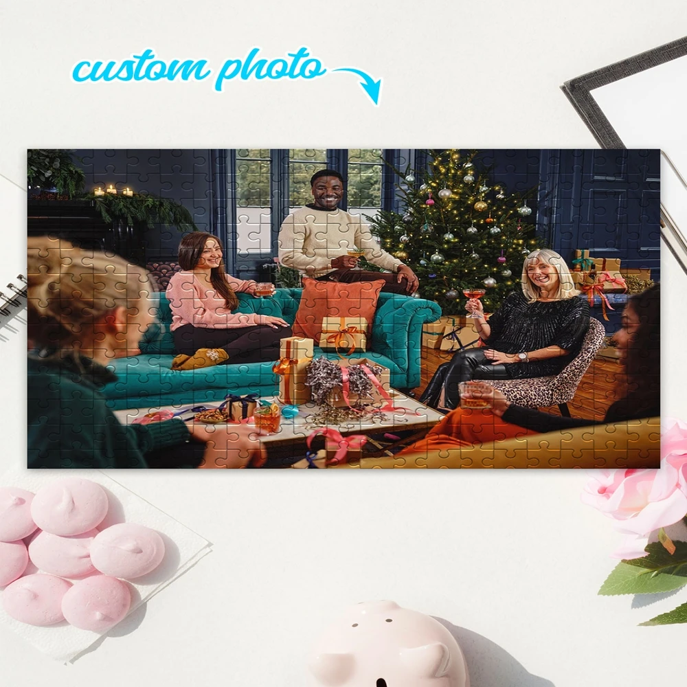 150/300/500pcs Cartoon Christmas Customizable Picture Custom DIY Personalised Photo Portrait Puzzles For Kids Toy Baby Gift