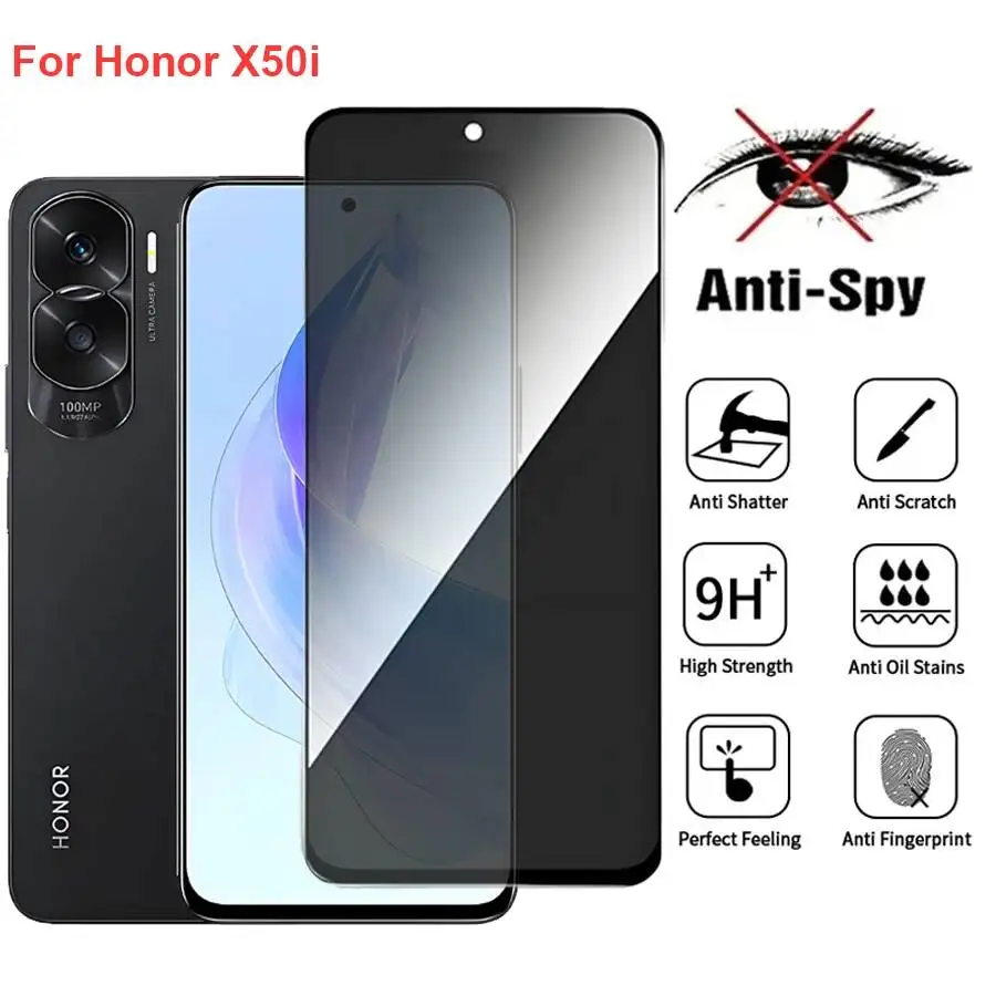 

Honor X50i CRT-AN00 Anti Spy Privacy Tempered Glass Protector Compatible For Honorx50i Full Cover Screen Phone Film