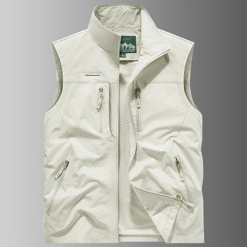 

Large Size Outdoor Workwear Vest Faion Casual Collared Men's Vest Photoaphy Multi-ket Utili Jaet M Model