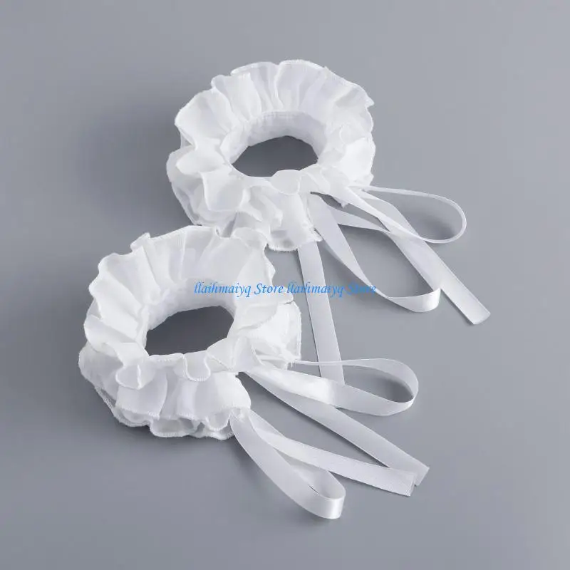 573B Elegant Arm Cuffs Ruffle Bowknot Wrist Cuffs Fuax Sleeves For Outfit Enhancer