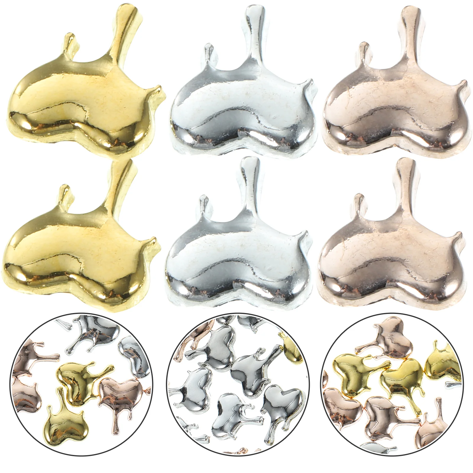 

60pcs Heart Charms Metal Manicure Decorative Jewelry DIY Nail Art Accessories Colorful Rhinestones Valentines Day Nail
