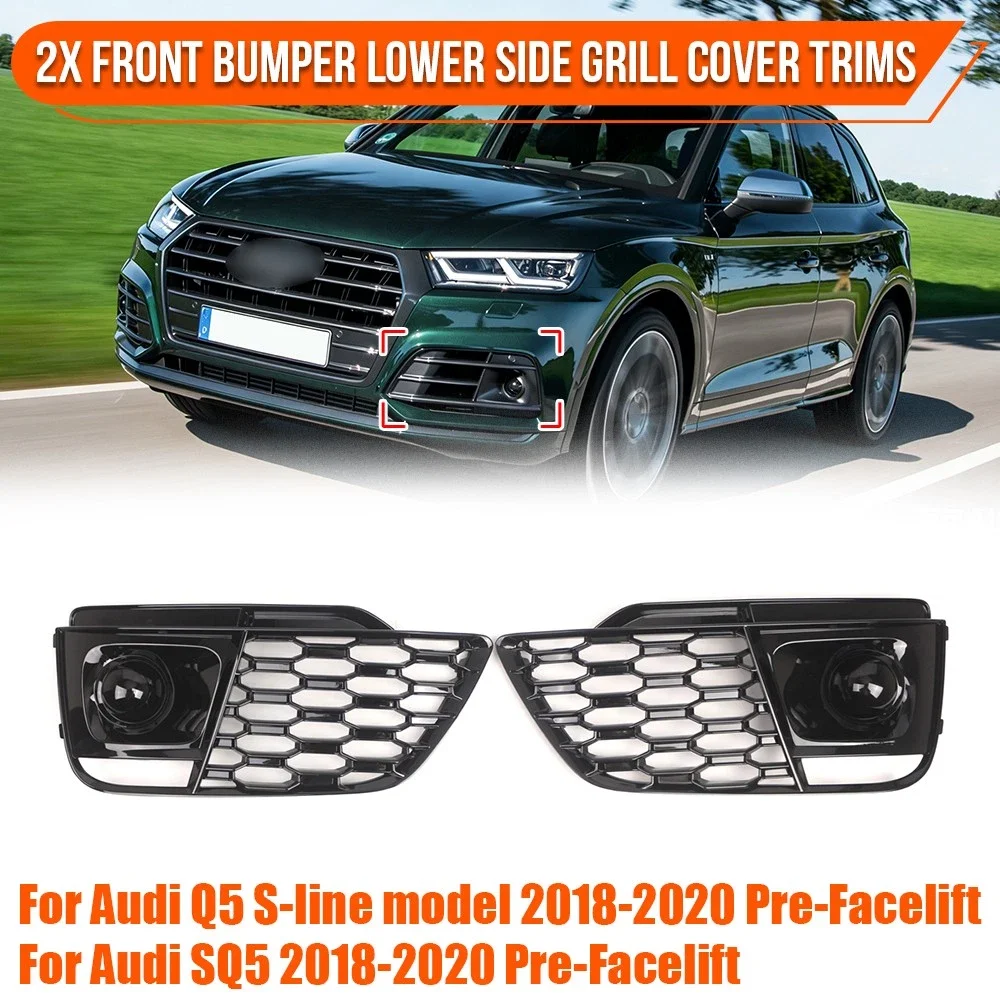 

Car Front Bumper Lower Fog Light Lamps Grilles Grille Replacement For Audi Q5 SQ5 2018-2020 Pre-Facelift 80A807679H 80A807679K