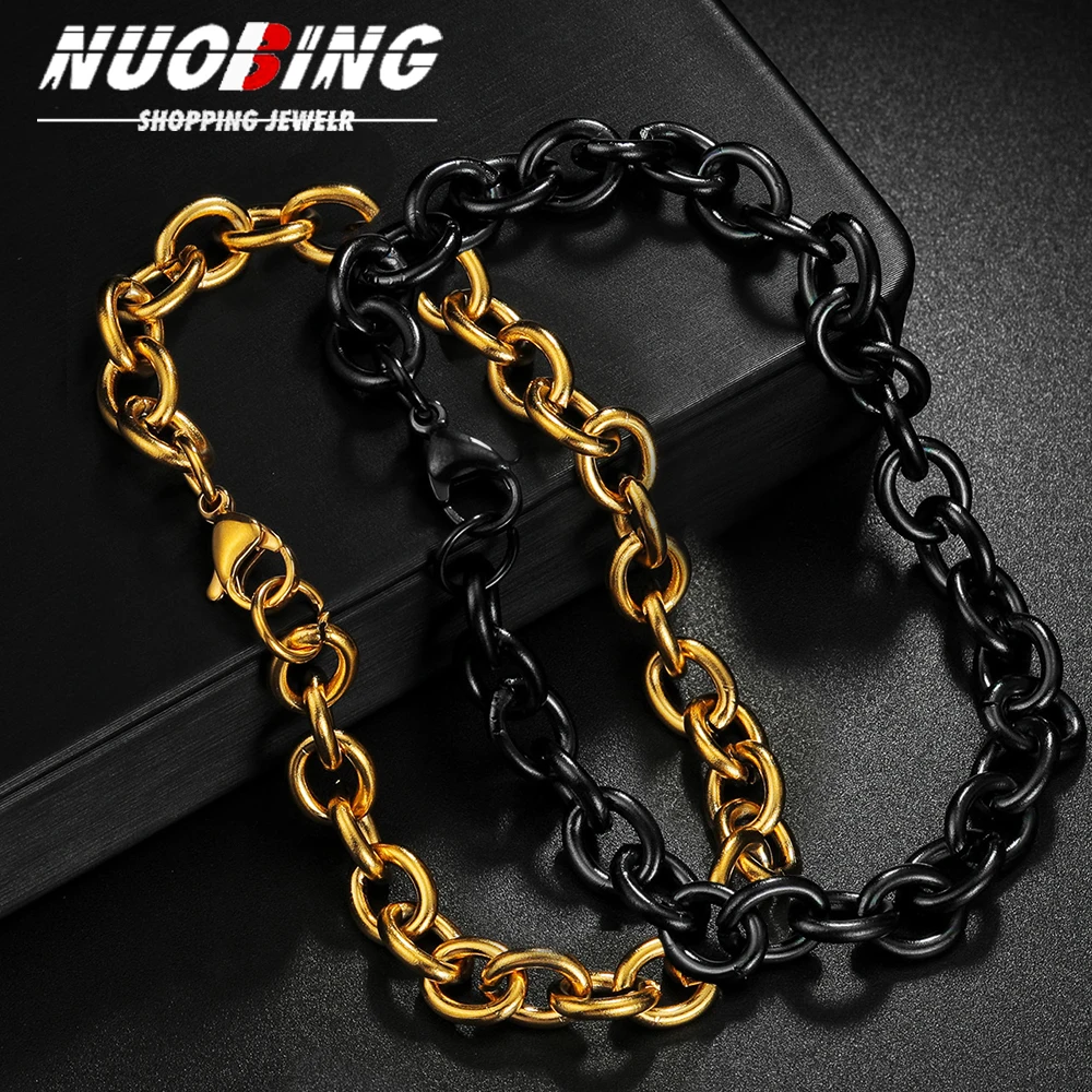 Stainless Steel Bracelet Chain for Jewelry DIY  Cable Link Curb Chains Thick Chain Bracelet Accessories Colorfast High Quality