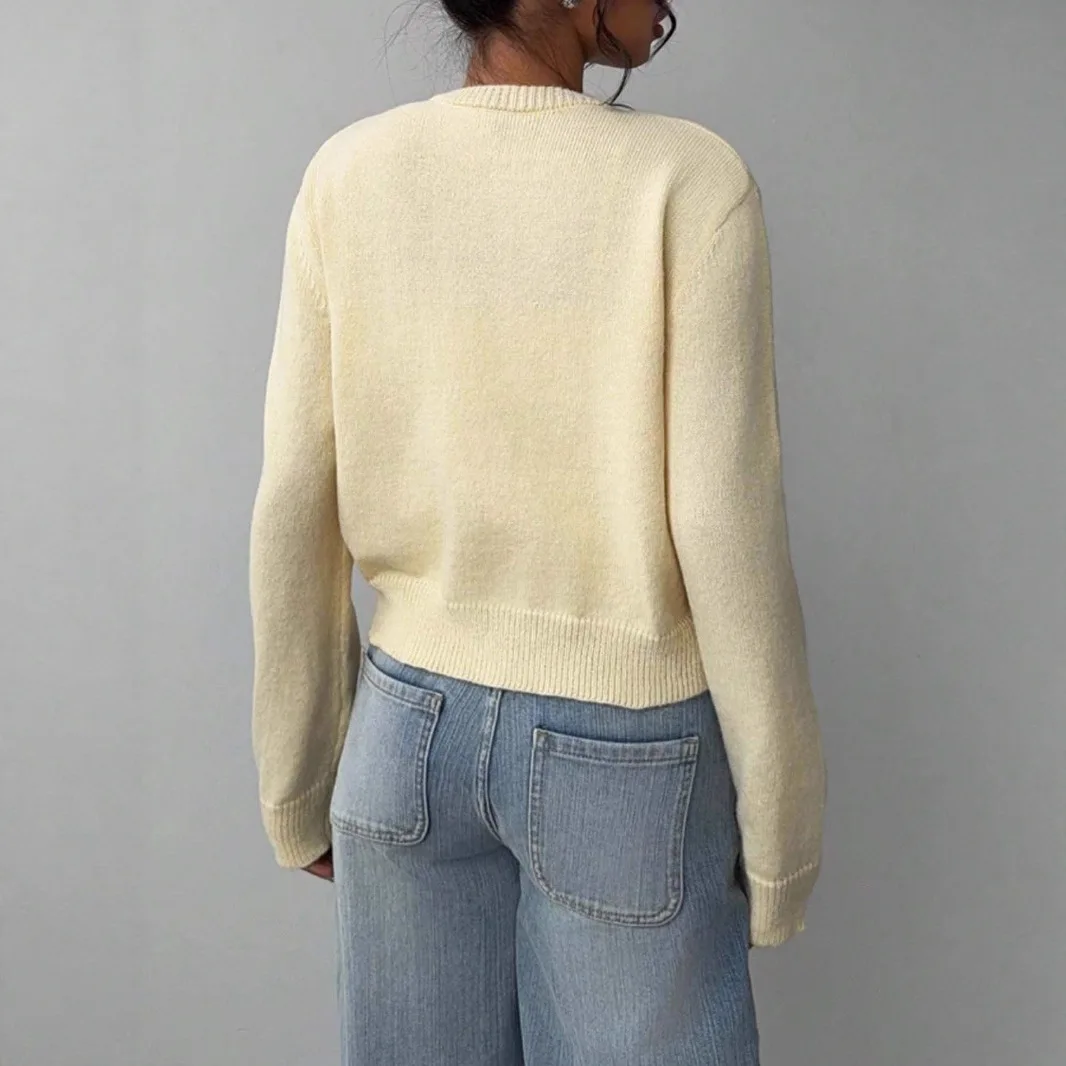 Faionable Casual losse ronde Ne gebreide vest met enkele knop Warme herfst lange Sve ort lengte kleur